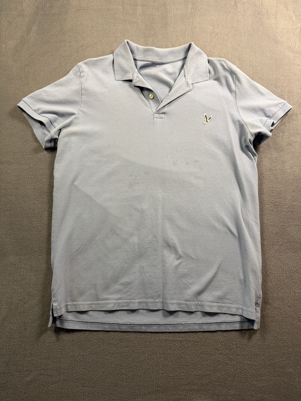 American Eagle‎ Polo Shirt Mens Large Light Blue Superflex Short Sleeve Cotton